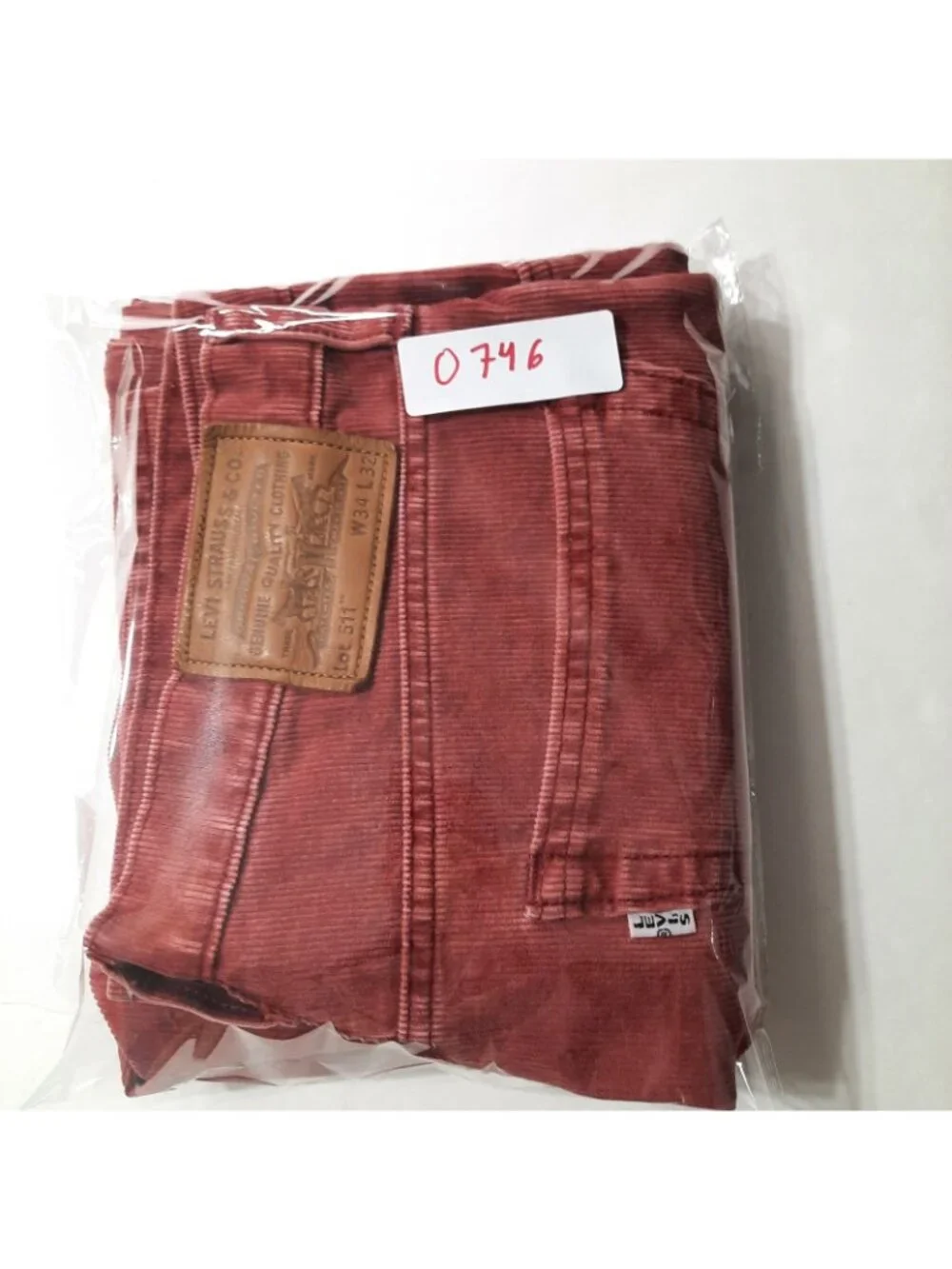Levis Corduroy Pants Mens Size 34x32 511 Premium Red Chino Stretch Slim Fit